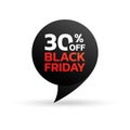 Black Friday sale tag or sticker. 30 percent price off. Discount badge, label for promo banner design. Vector illustration. Royalty Free Stock Photo